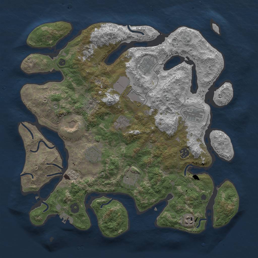 Rust Map: Procedural Map, Size: 3950, Seed: 621181003, 15 Monuments