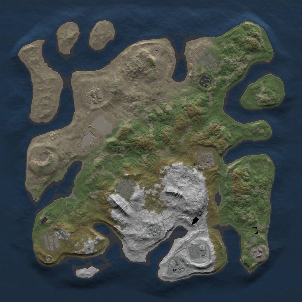 Rust Map: Barren, Size: 3950, Seed: 932462081, 14 Monuments