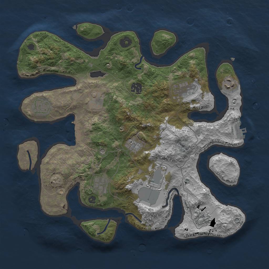 Rust Map: Procedural Map, Size: 3500, Seed: 1741388638, 14 Monuments