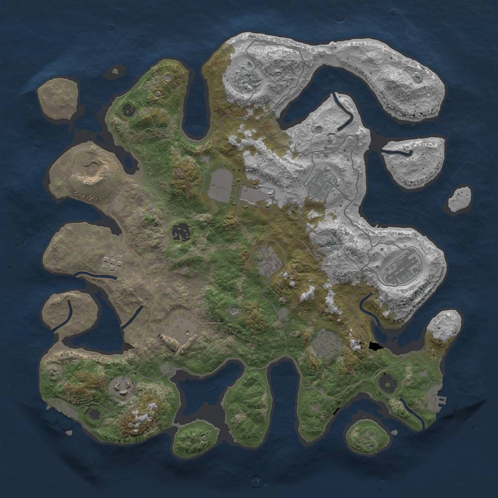 Rust Map: Procedural Map, Size: 4000, Seed: 1815599337, 16 Monuments