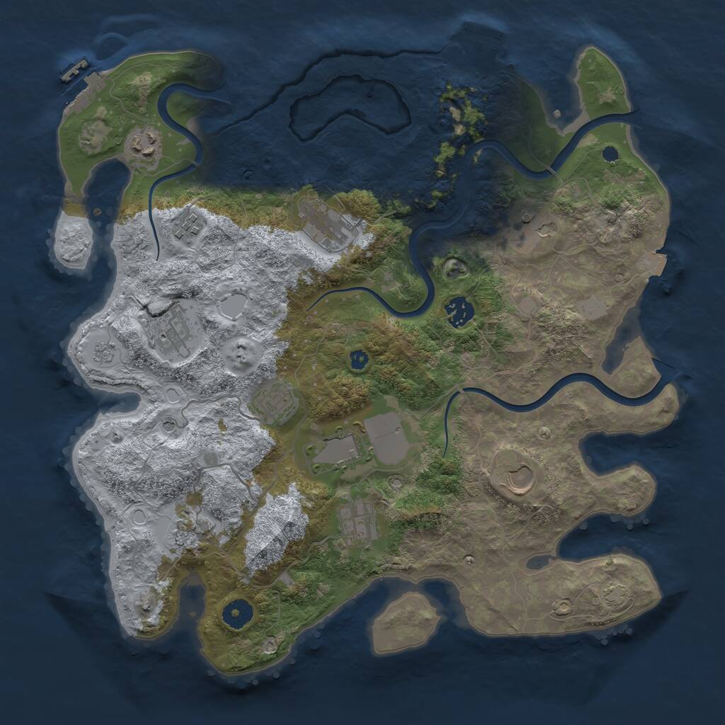 Rust Map: Procedural Map, Size: 3750, Seed: 1999712300, 17 Monuments