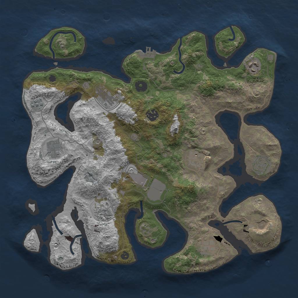 Rust Map: Procedural Map, Size: 3800, Seed: 515361812, 15 Monuments