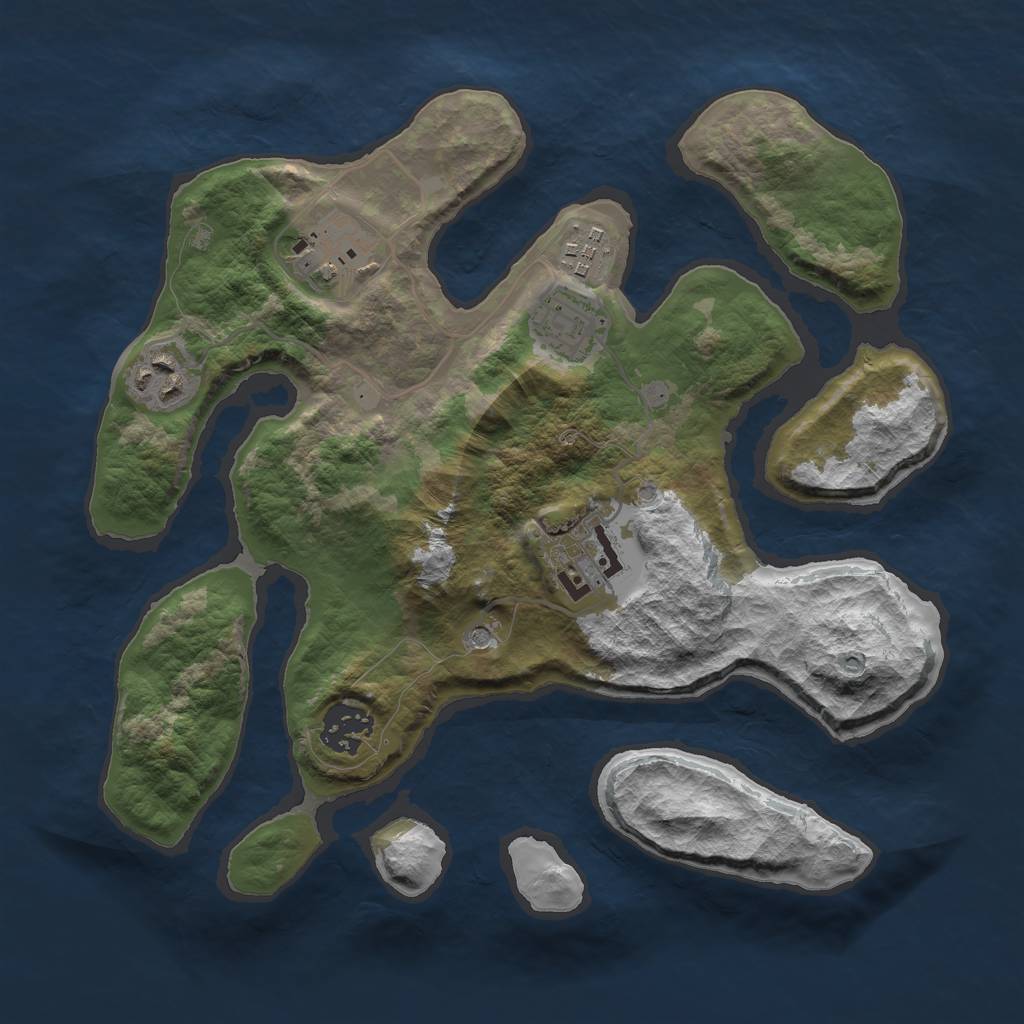 Rust Map: Barren, Size: 3000, Seed: 53611, 9 Monuments