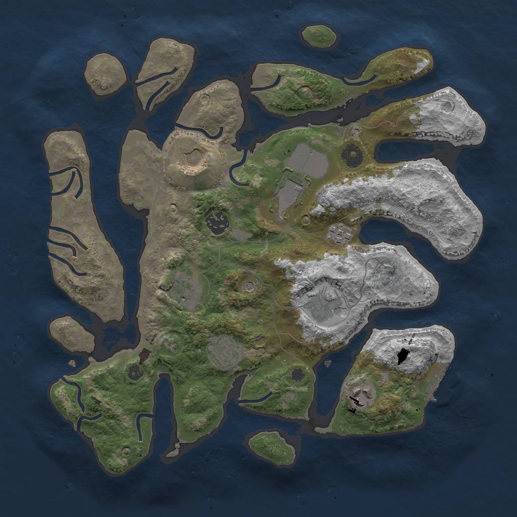 Rust Map: Procedural Map, Size: 3500, Seed: 5243, 12 Monuments