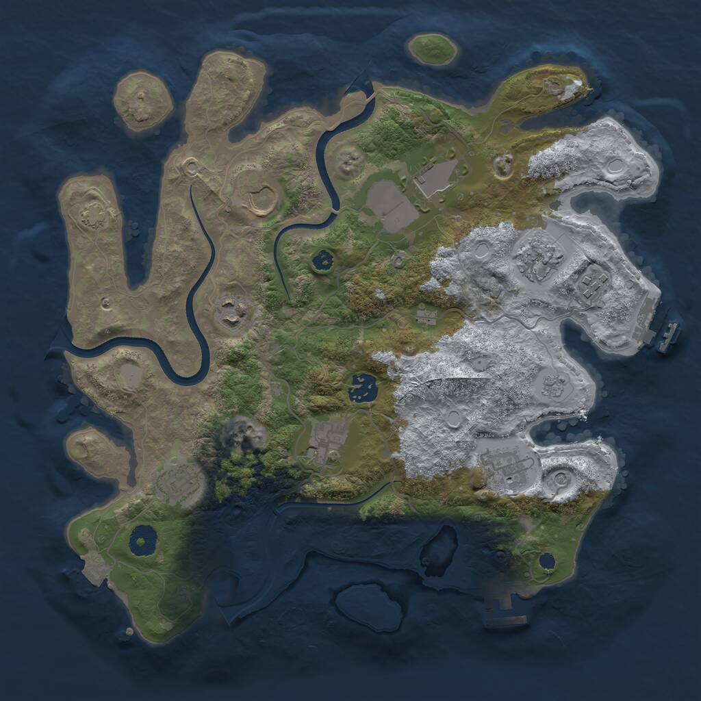 Rust Map: Procedural Map, Size: 3500, Seed: 5243, 15 Monuments