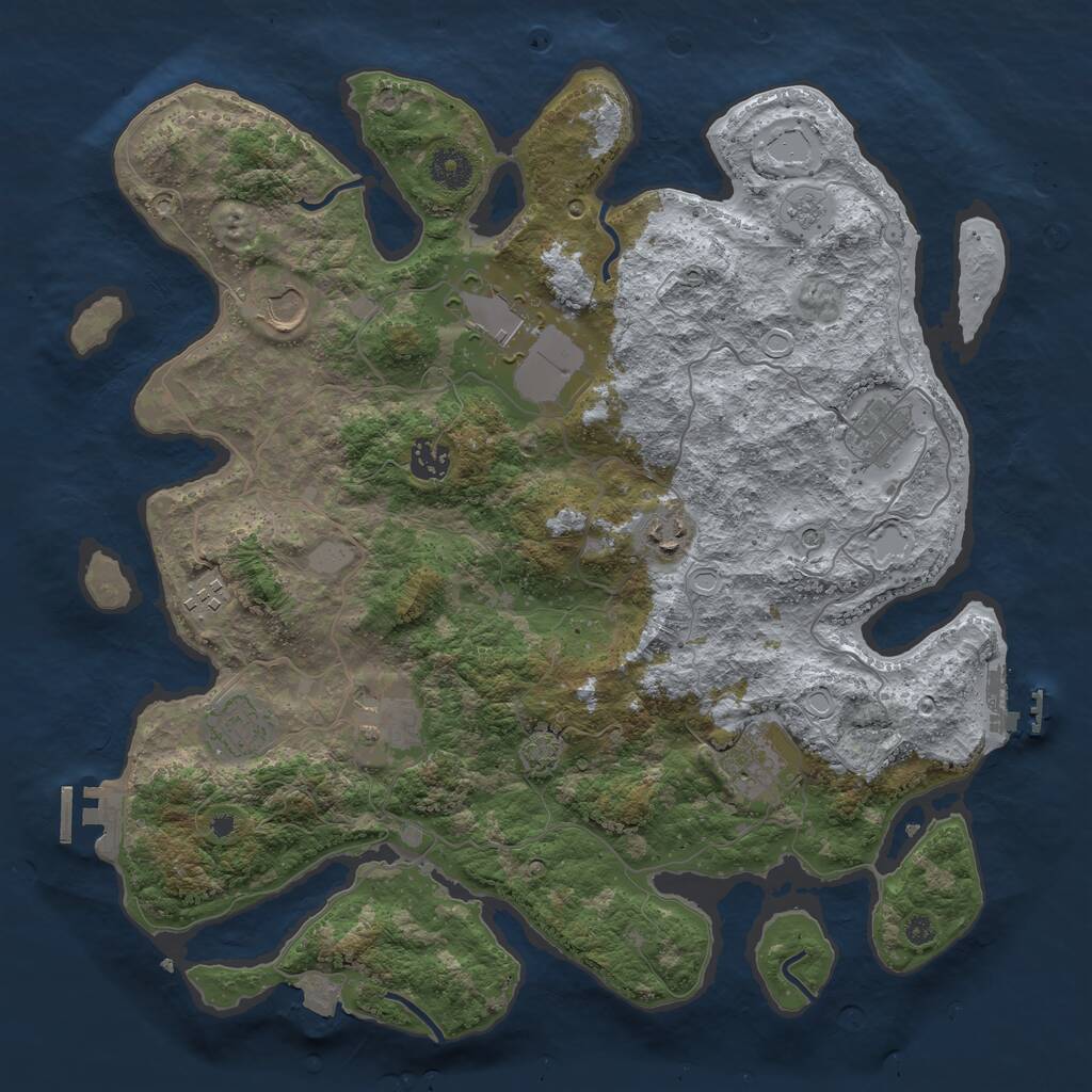 Rust Map: Procedural Map, Size: 3850, Seed: 1237538328, 15 Monuments