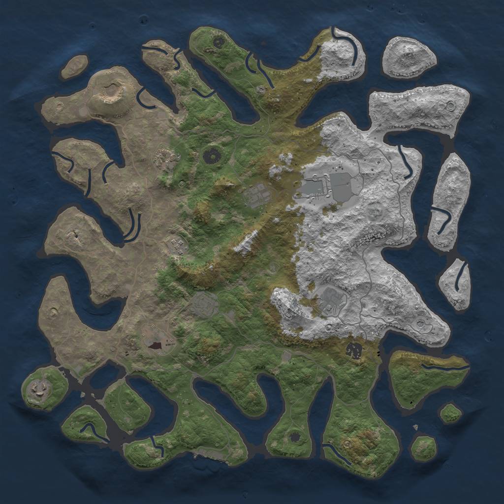 Rust Map: Procedural Map, Size: 4500, Seed: 9277288, 14 Monuments