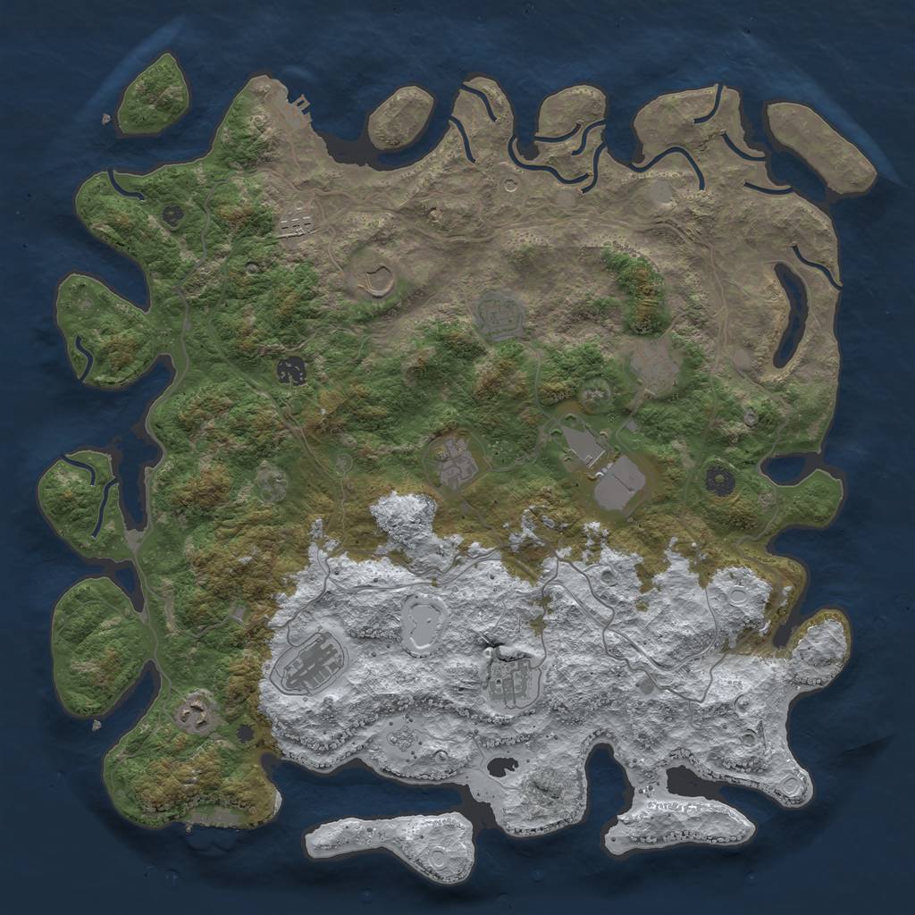 Rust Map: Procedural Map, Size: 4500, Seed: 1627475198, 19 Monuments