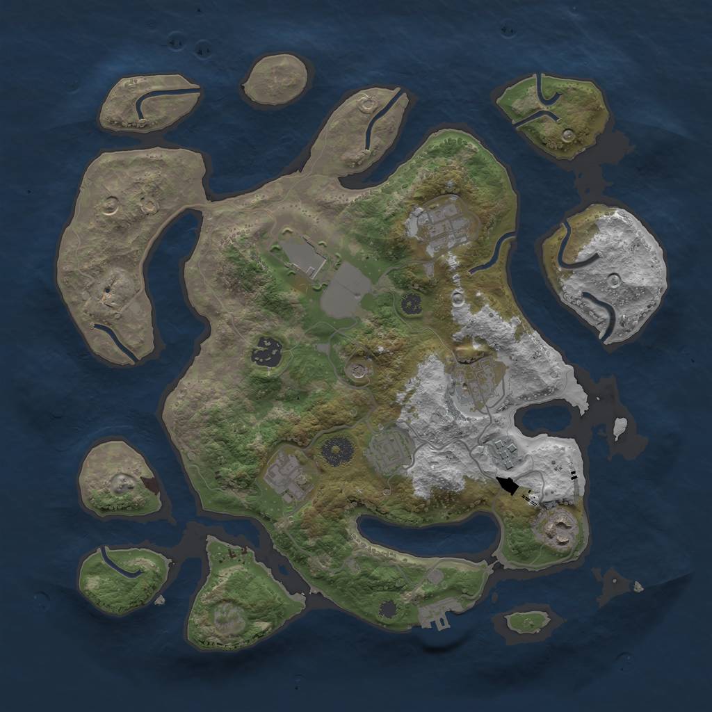 Rust Map: Procedural Map, Size: 3500, Seed: 547893145, 12 Monuments