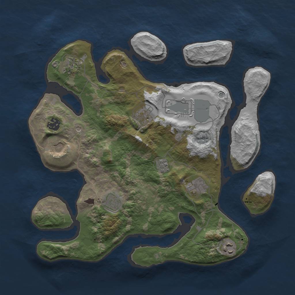 Rust Map: Barren, Size: 3500, Seed: 769256597, 12 Monuments