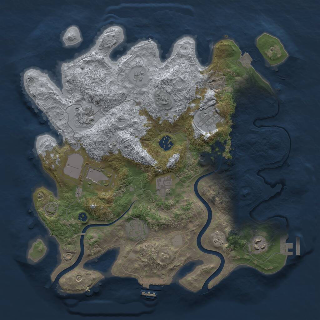 Rust Map: Procedural Map, Size: 3500, Seed: 627941, 14 Monuments