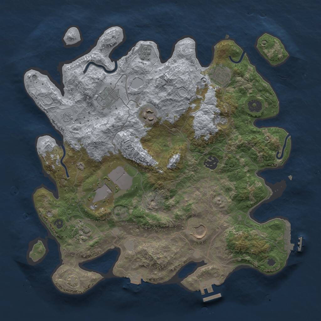 Rust Map: Procedural Map, Size: 3500, Seed: 627941, 14 Monuments