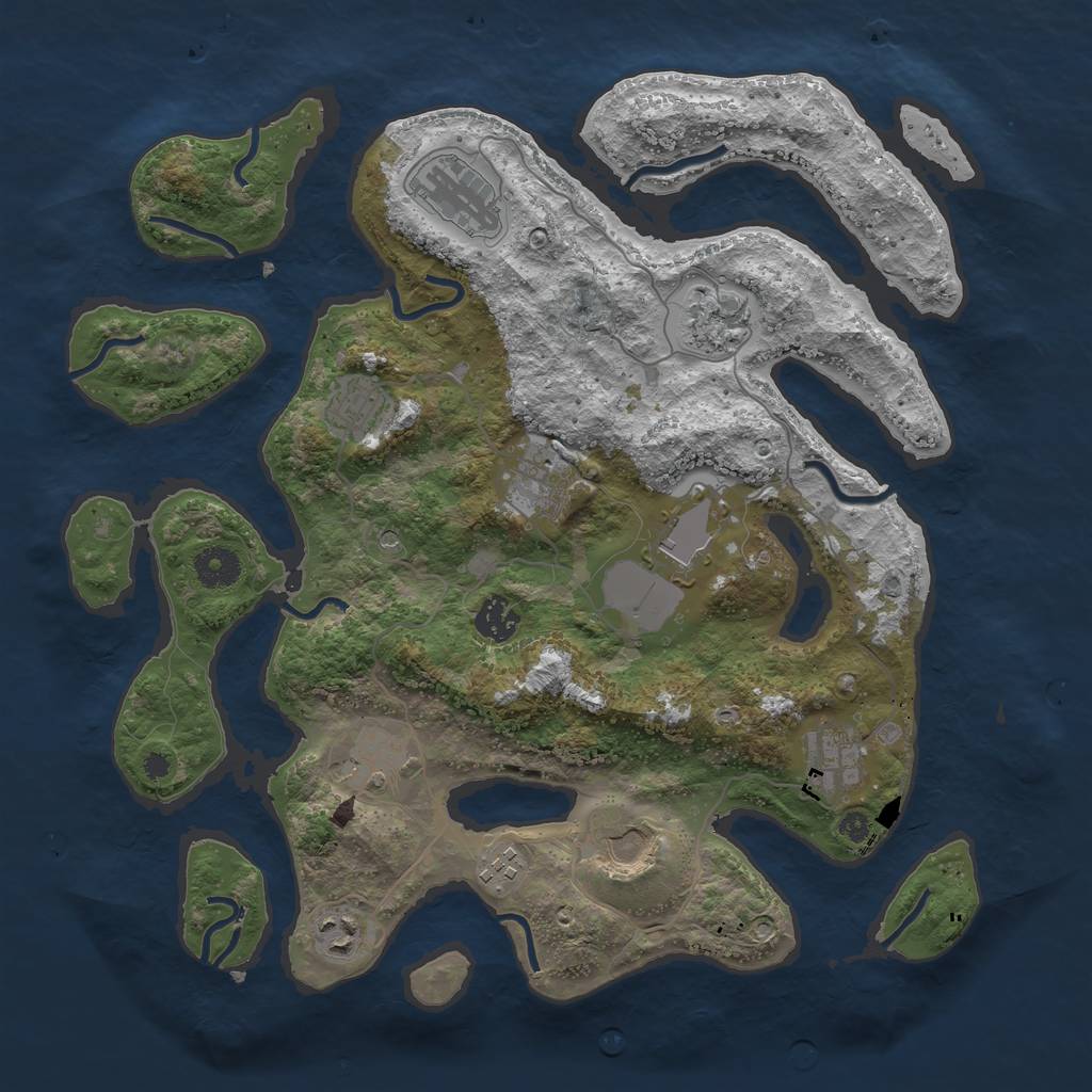 Rust Map: Procedural Map, Size: 3750, Seed: 1656338832, 14 Monuments