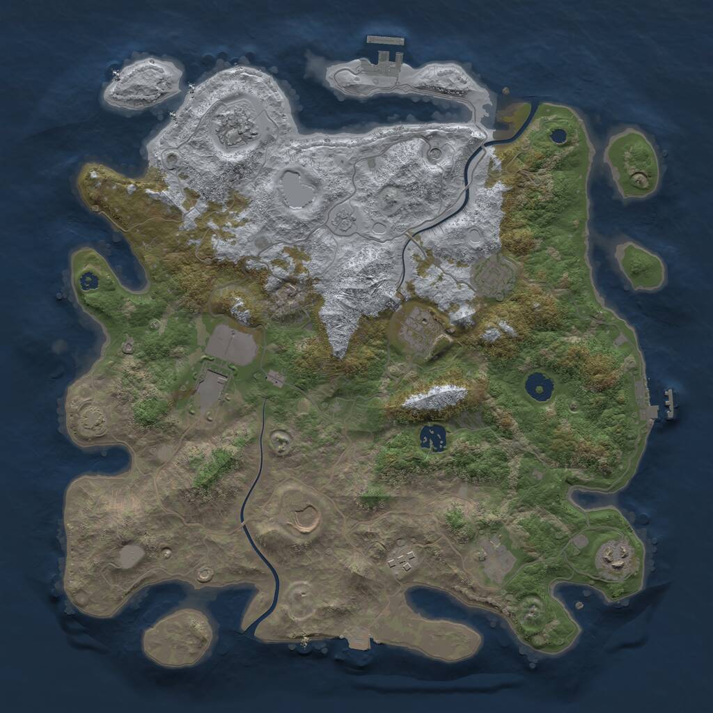 Rust Map: Procedural Map, Size: 3850, Seed: 1429948324, 15 Monuments