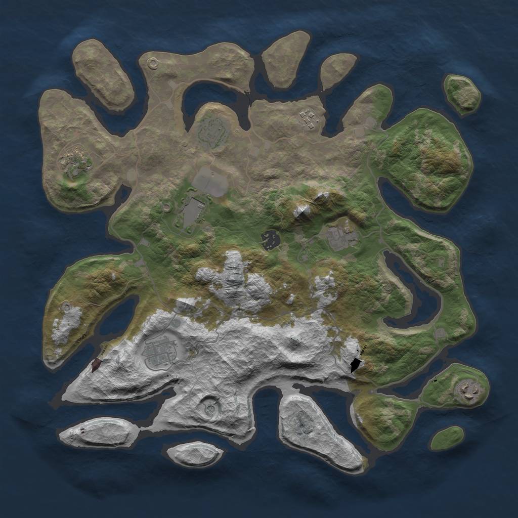 Rust Map: Barren, Size: 4000, Seed: 1704390724, 11 Monuments