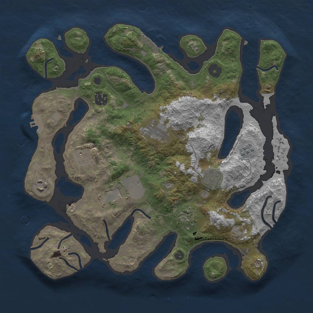 Rust Map: Procedural Map, Size: 3500, Seed: 247981, 13 Monuments