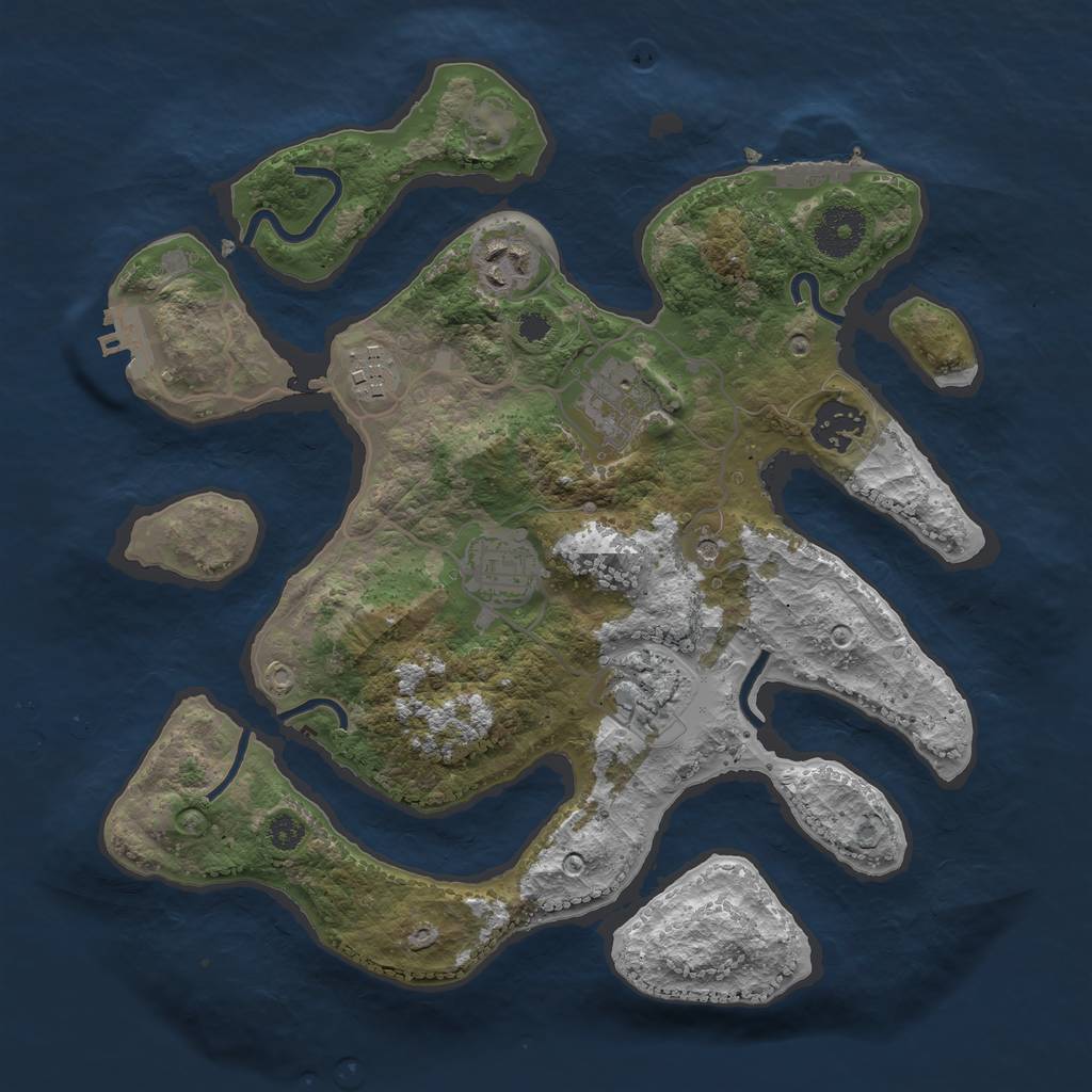 Rust Map: Procedural Map, Size: 3200, Seed: 704048, 11 Monuments