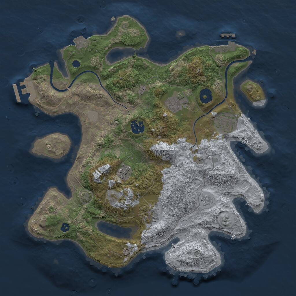 Rust Map: Procedural Map, Size: 3200, Seed: 704048, 11 Monuments