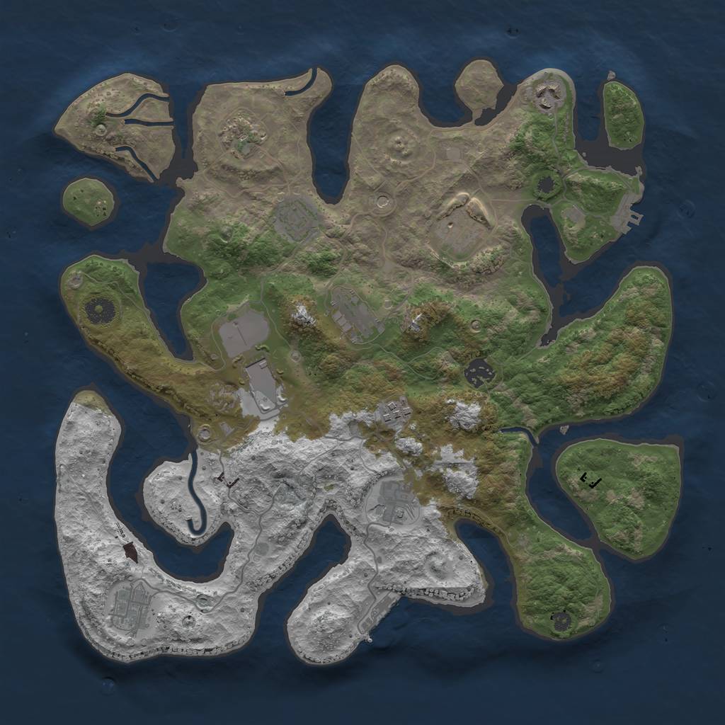 Rust Map: Procedural Map, Size: 3850, Seed: 688074148, 15 Monuments