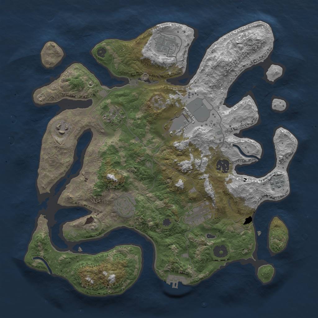 Rust Map: Procedural Map, Size: 3500, Seed: 72482, 11 Monuments