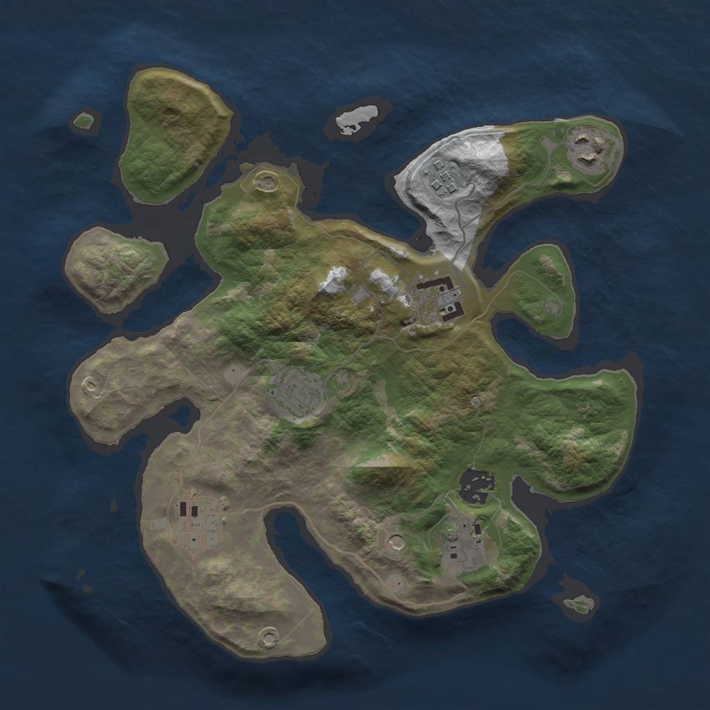 Rust Map: Barren, Size: 3000, Seed: 599047279, 10 Monuments