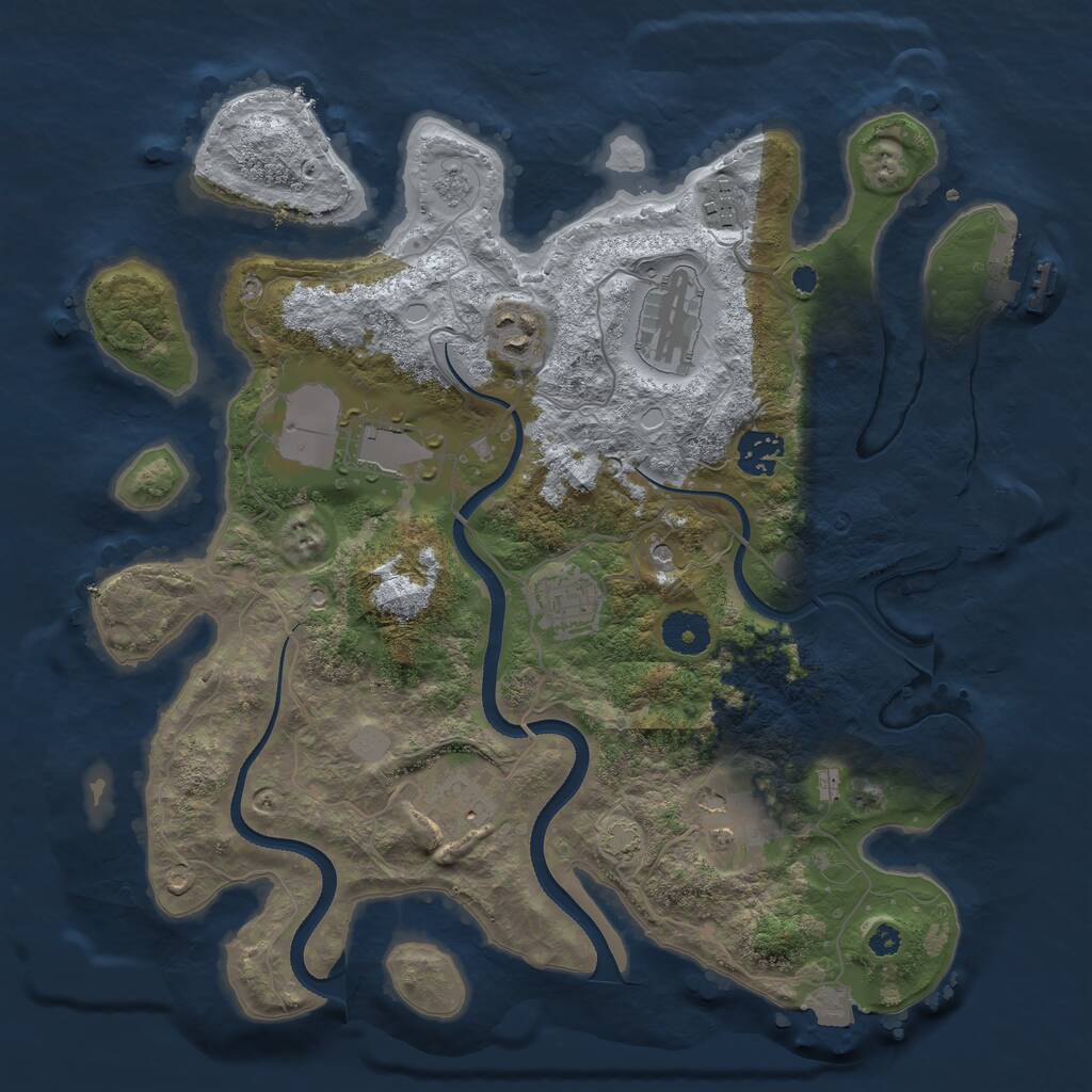 Rust Map: Procedural Map, Size: 3500, Seed: 91452, 14 Monuments