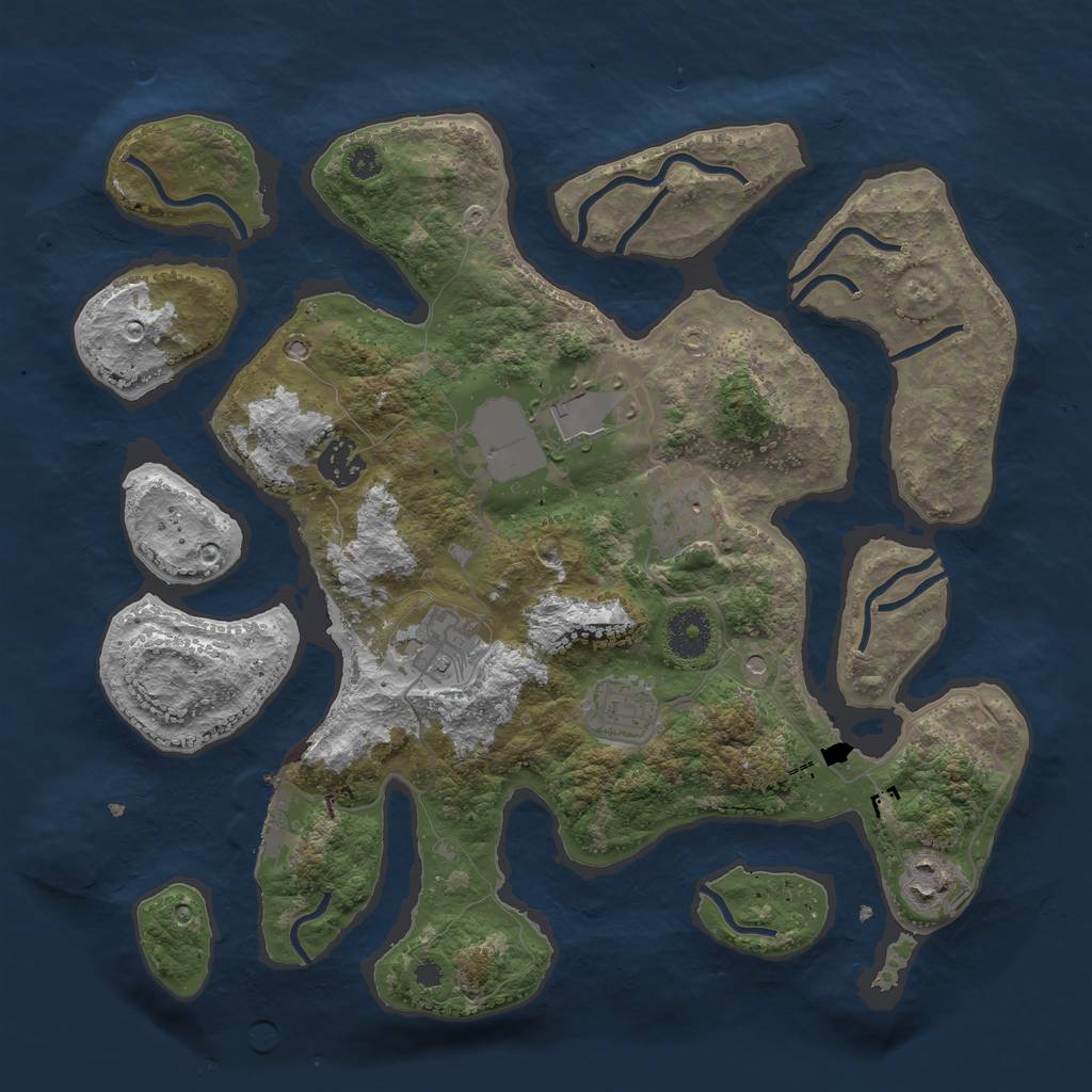 Rust Map: Procedural Map, Size: 3500, Seed: 3249681, 10 Monuments