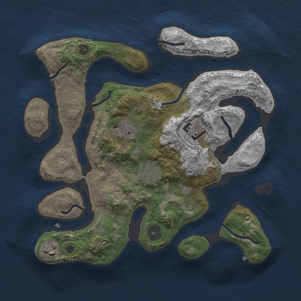 Rust Map: Procedural Map, Size: 3000, Seed: 852582515, 7 Monuments