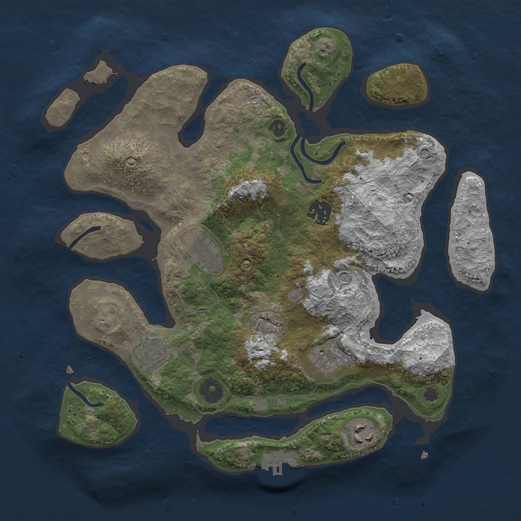 Rust Map: Procedural Map, Size: 3300, Seed: 9876513, 9 Monuments