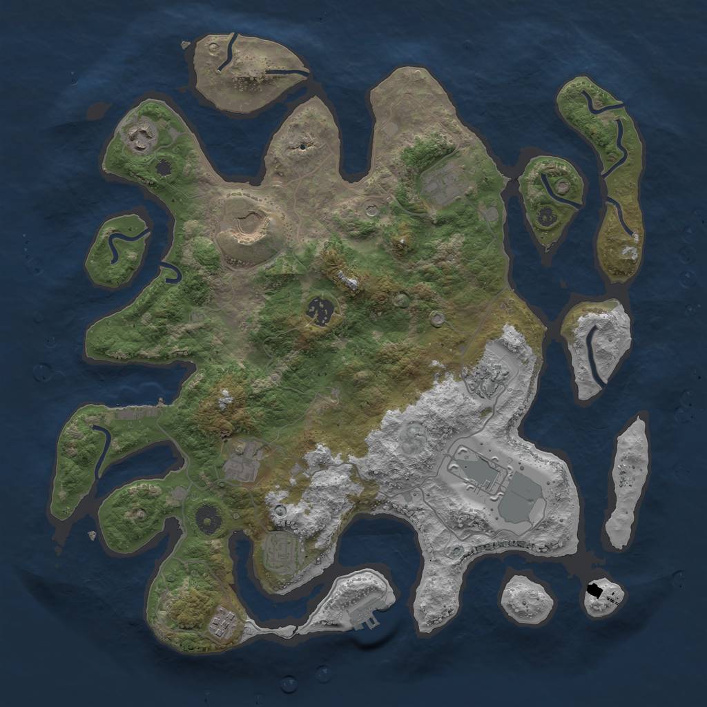 Rust Map: Procedural Map, Size: 3900, Seed: 13, 14 Monuments