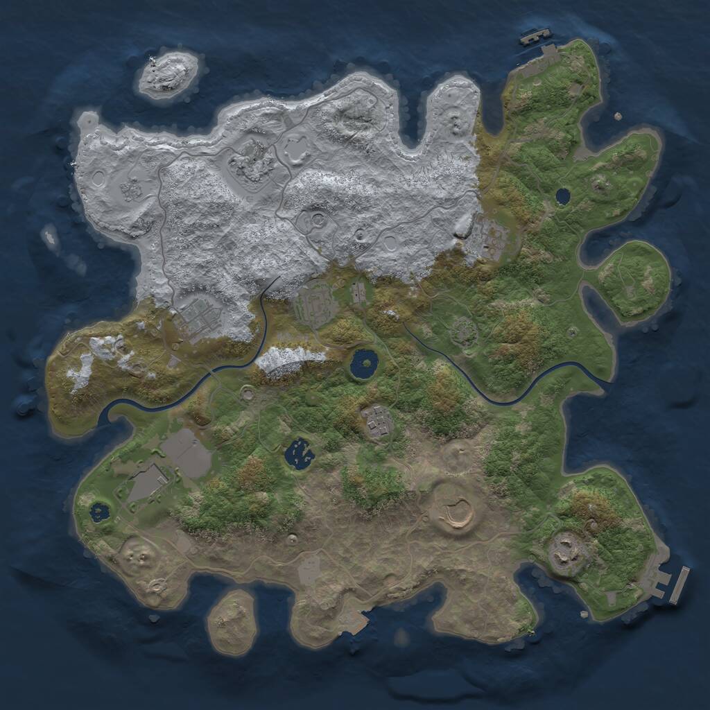 Rust Map: Procedural Map, Size: 3700, Seed: 501283723, 15 Monuments
