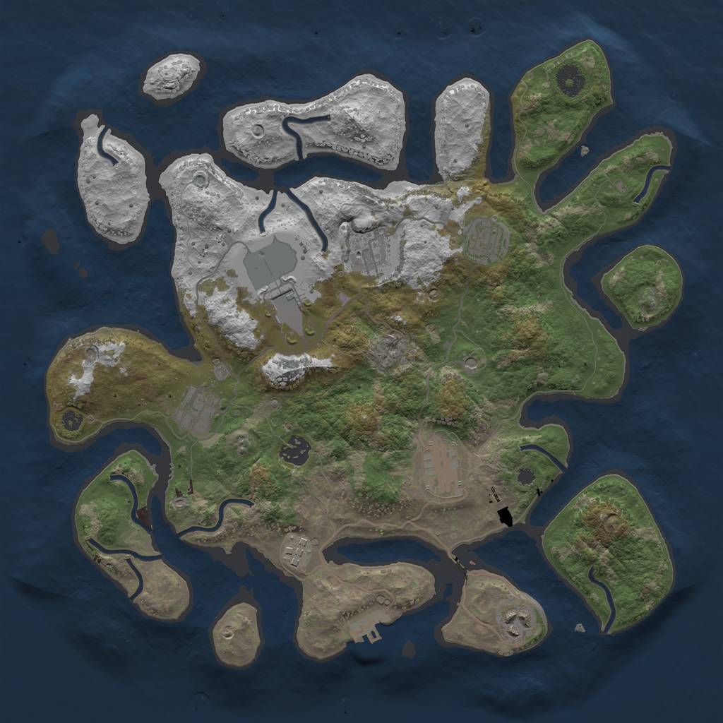 Rust Map: Procedural Map, Size: 3700, Seed: 501283723, 12 Monuments