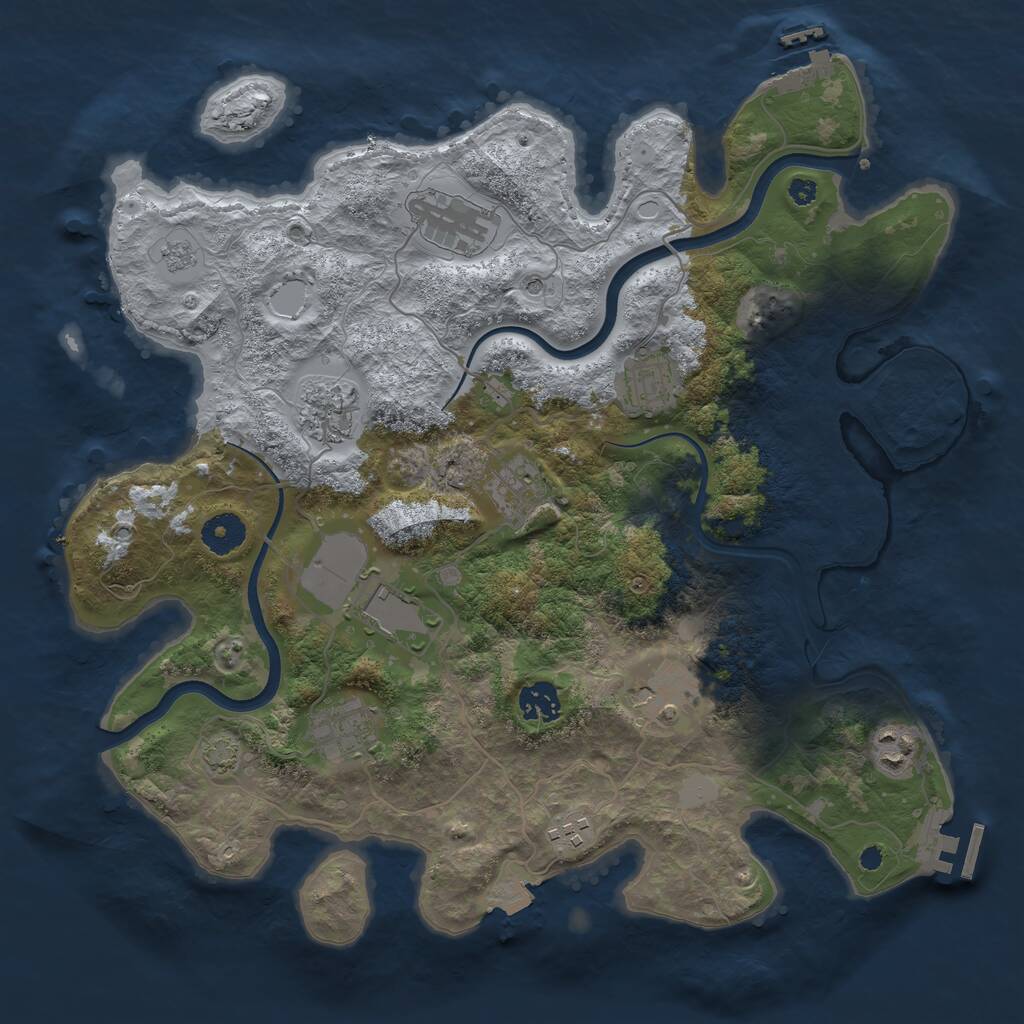 Rust Map: Procedural Map, Size: 3700, Seed: 501283723, 16 Monuments