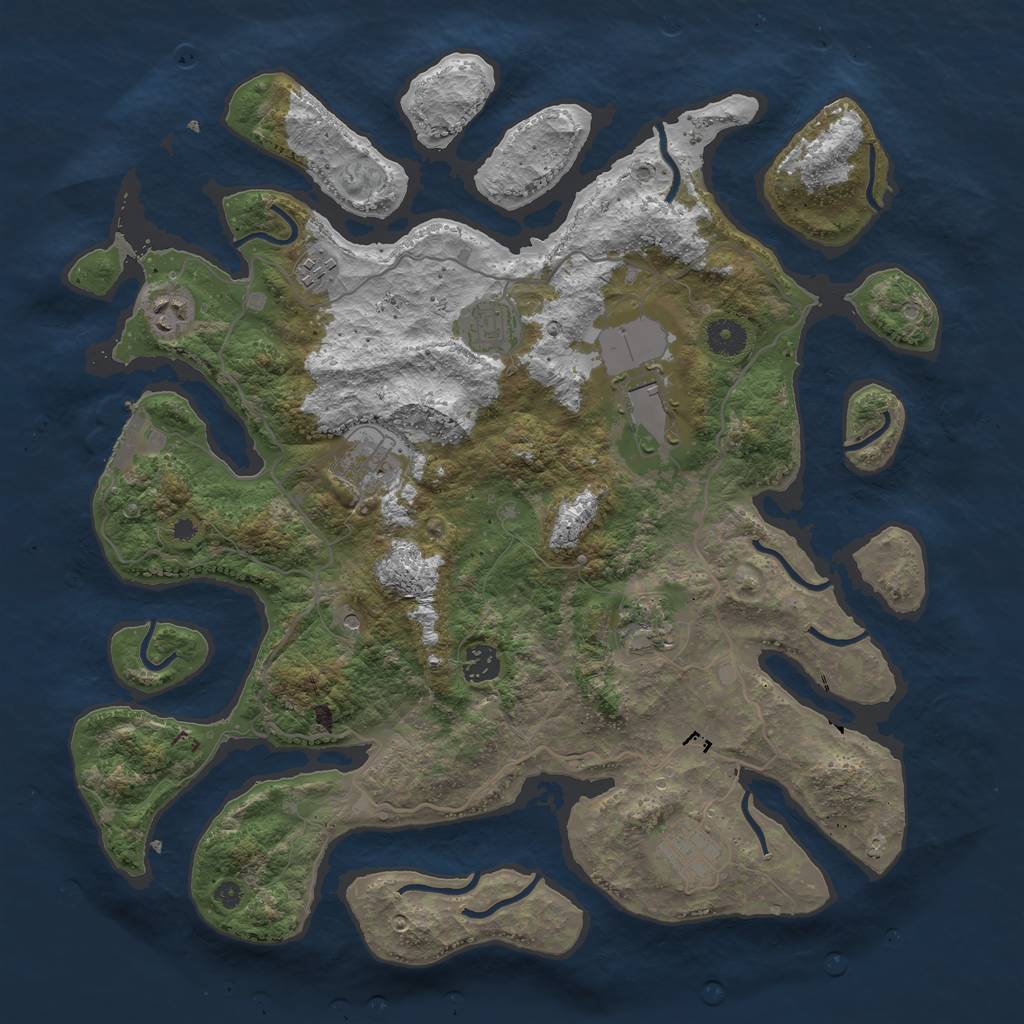 Rust Map: Procedural Map, Size: 4000, Seed: 1326225889, 12 Monuments