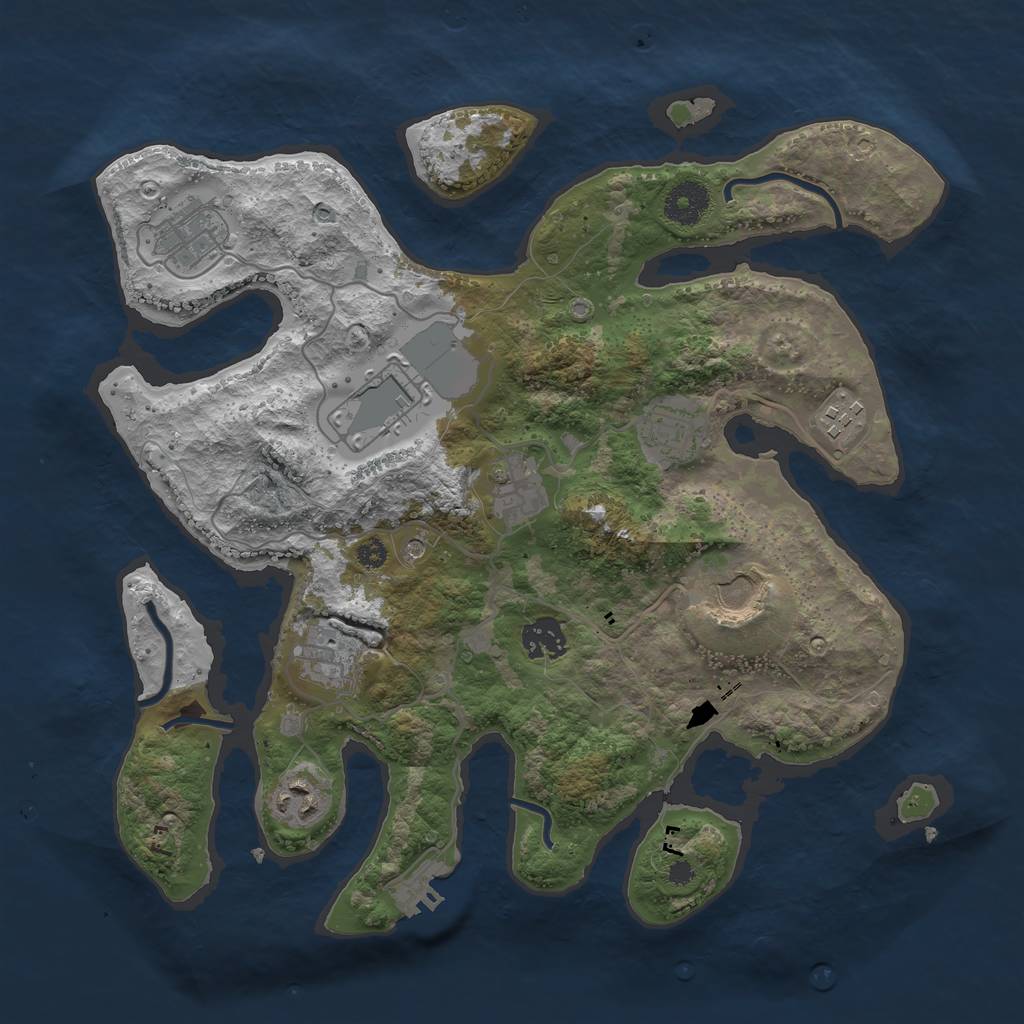 Rust Map: Procedural Map, Size: 3500, Seed: 139521, 13 Monuments