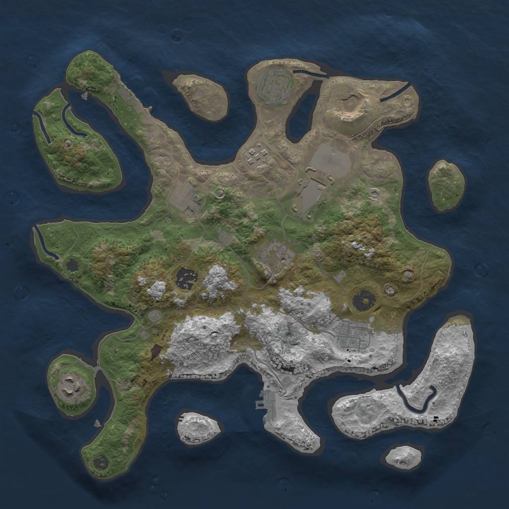 Rust Map: Procedural Map, Size: 3500, Seed: 103971008, 13 Monuments