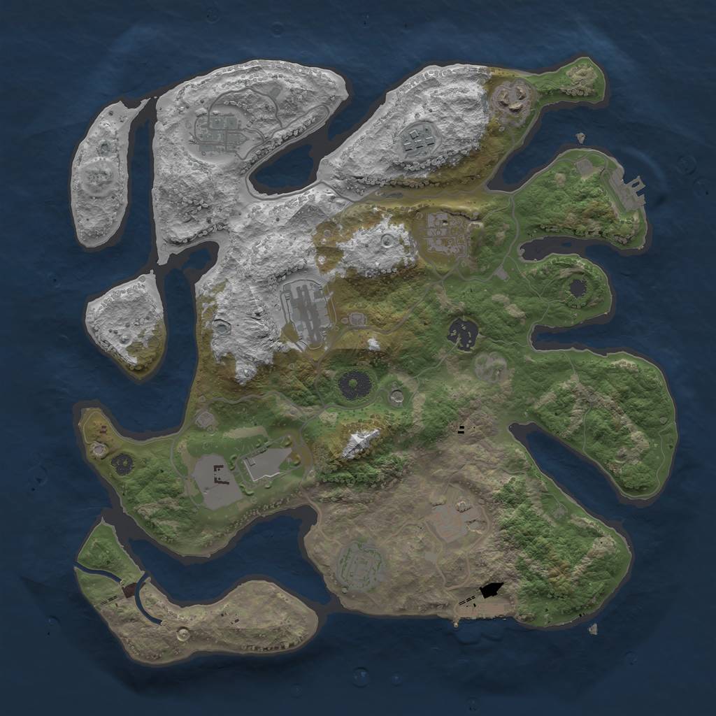 Rust Map: Procedural Map, Size: 3500, Seed: 1923607210, 14 Monuments