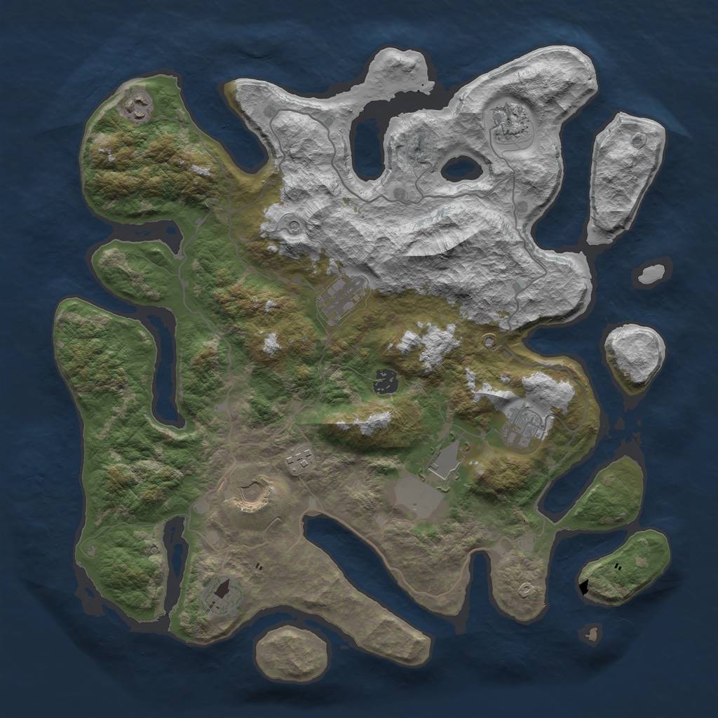 Rust Map: Barren, Size: 4200, Seed: 3333, 12 Monuments