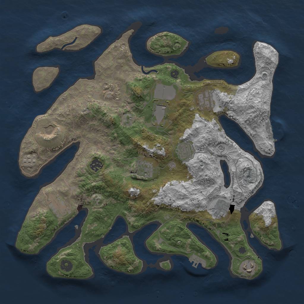 Rust Map: Procedural Map, Size: 3750, Seed: 2145417847, 16 Monuments