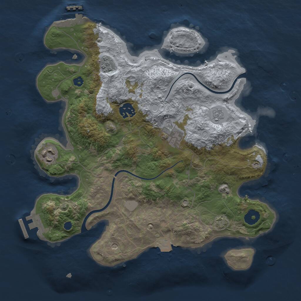 Rust Map: Procedural Map, Size: 3000, Seed: 1930005456, 10 Monuments