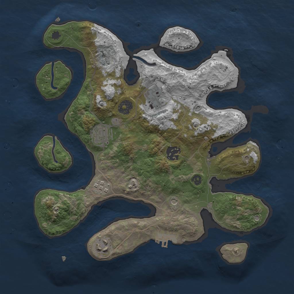 Rust Map: Procedural Map, Size: 3000, Seed: 1930005456, 9 Monuments