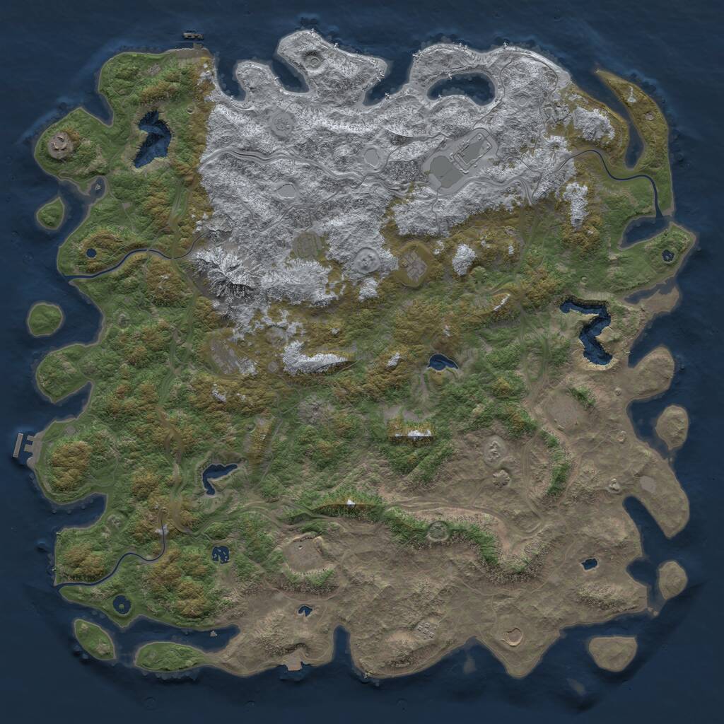 Rust Map: Procedural Map, Size: 6000, Seed: 103826415, 17 Monuments