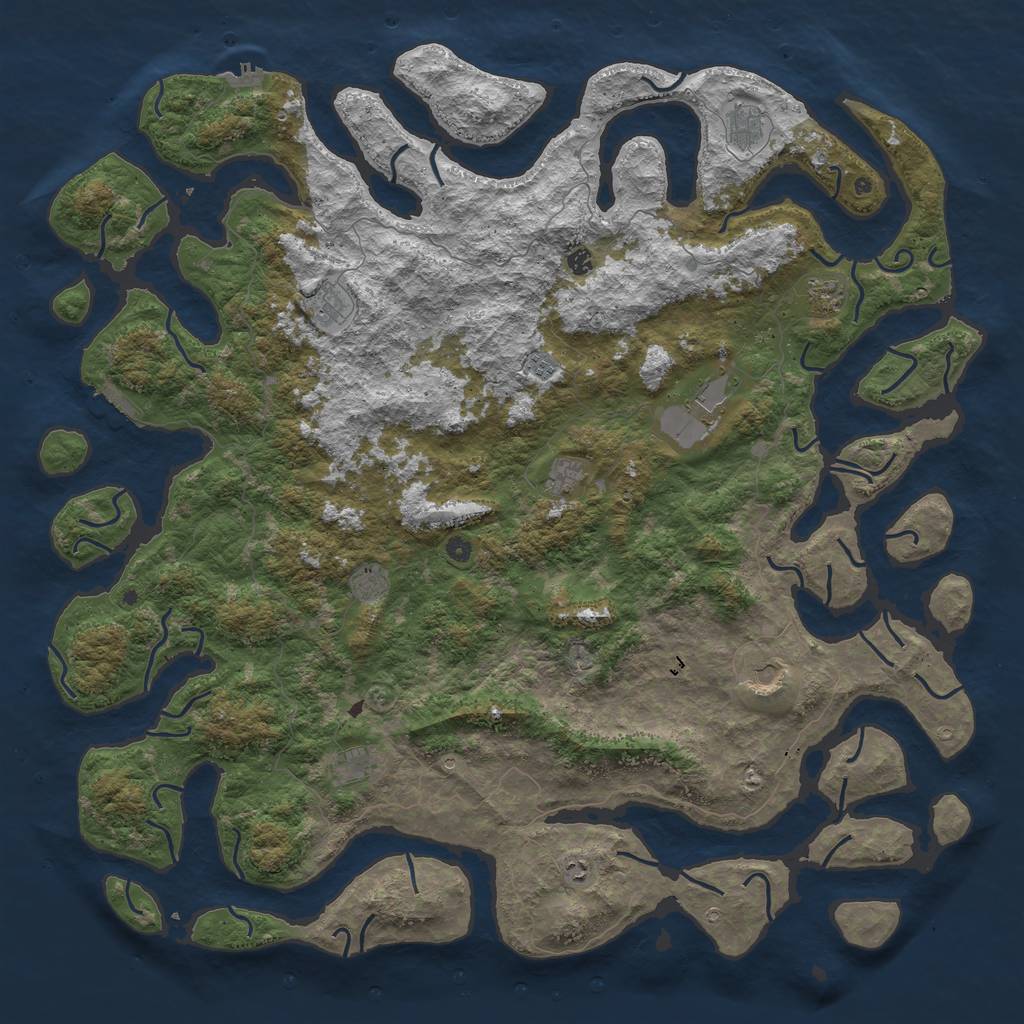 Rust Map: Procedural Map, Size: 6000, Seed: 103826415, 16 Monuments