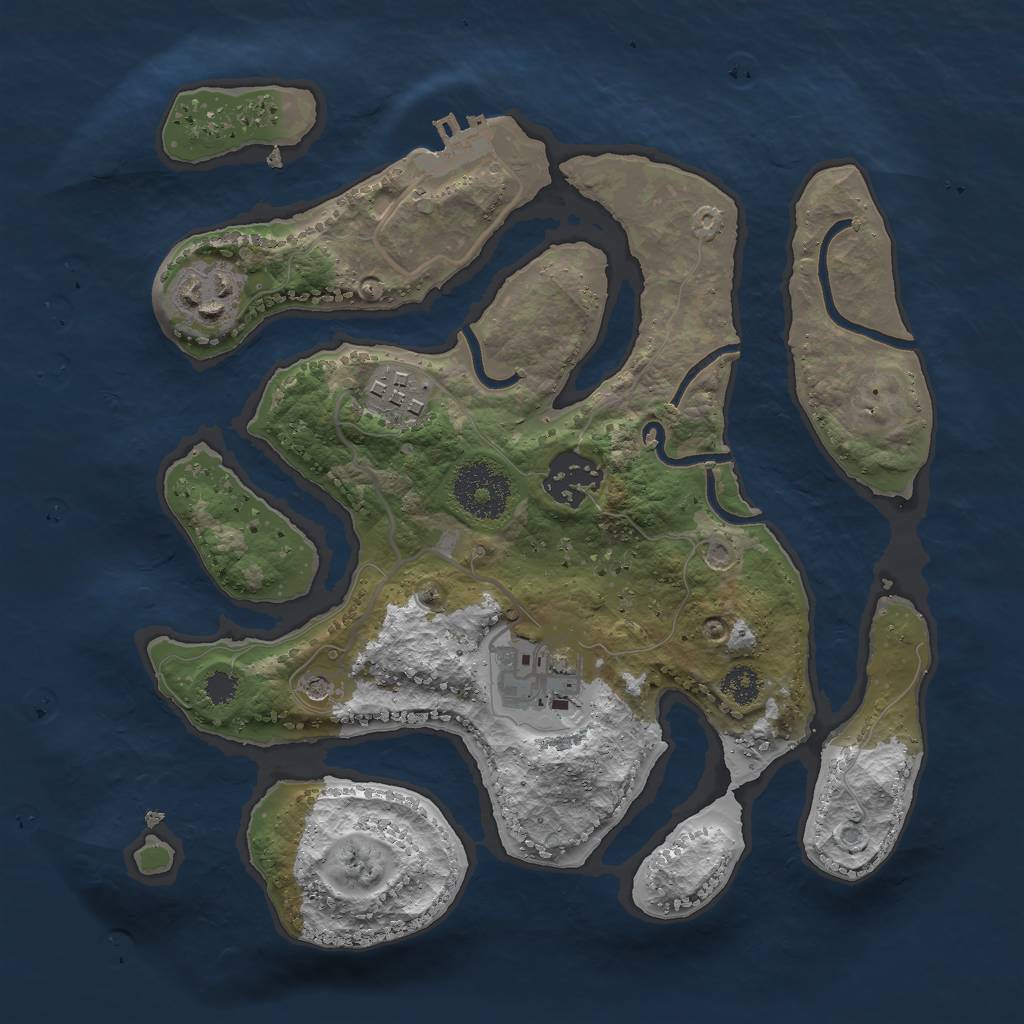 Rust Map: Procedural Map, Size: 2750, Seed: 963789875, 8 Monuments