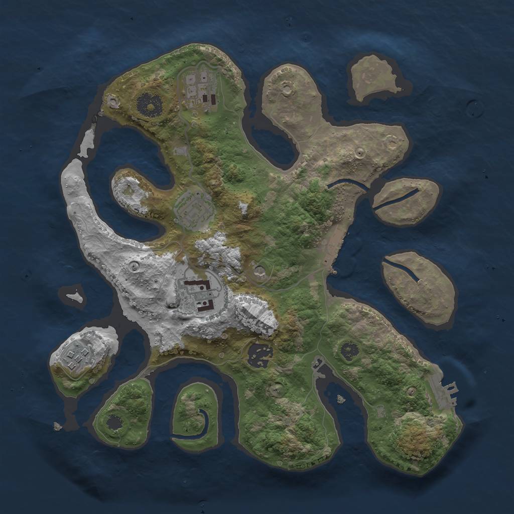 Rust Map: Procedural Map, Size: 3000, Seed: 325425235, 10 Monuments