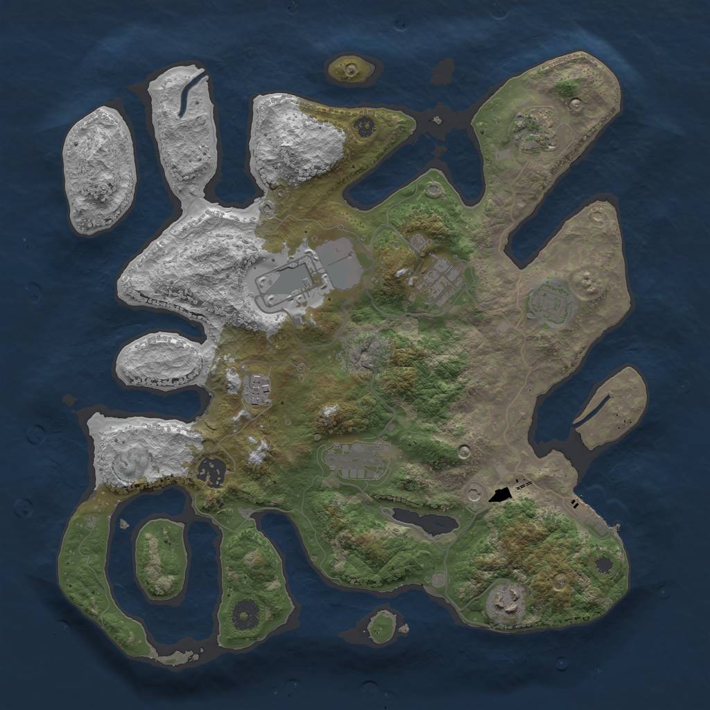 Rust Map: Procedural Map, Size: 3600, Seed: 190011055, 12 Monuments