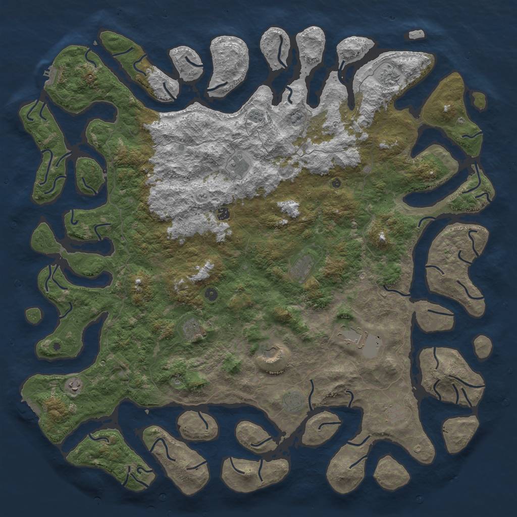 Rust Map: Procedural Map, Size: 6000, Seed: 1029466029, 16 Monuments