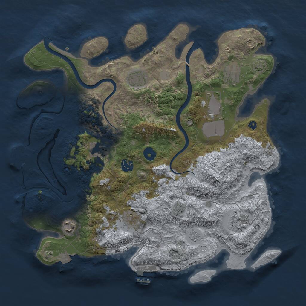 Rust Map: Procedural Map, Size: 3600, Seed: 337373444, 15 Monuments