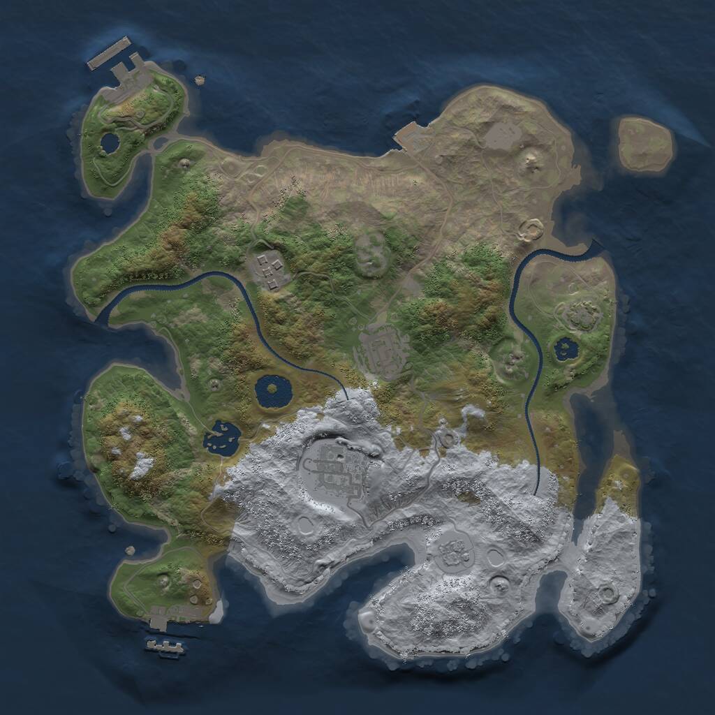 Rust Map: Procedural Map, Size: 3000, Seed: 106205285, 9 Monuments