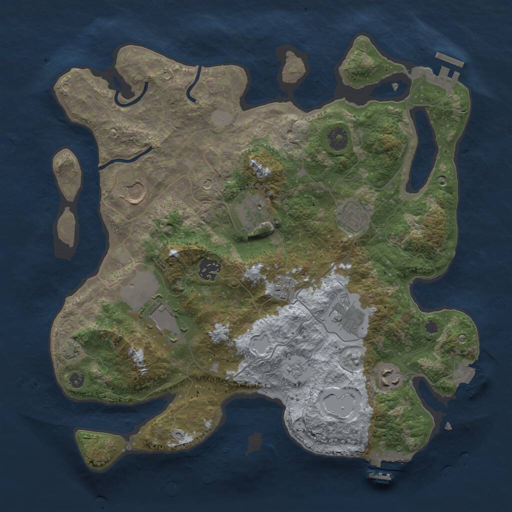 Rust Map: Procedural Map, Size: 3500, Seed: 944419116, 14 Monuments